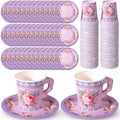 Nuogo 200 Pcs Floral Paper Tea Cups and Saucers 7 oz Disposable Paper Teacups by Nuogo