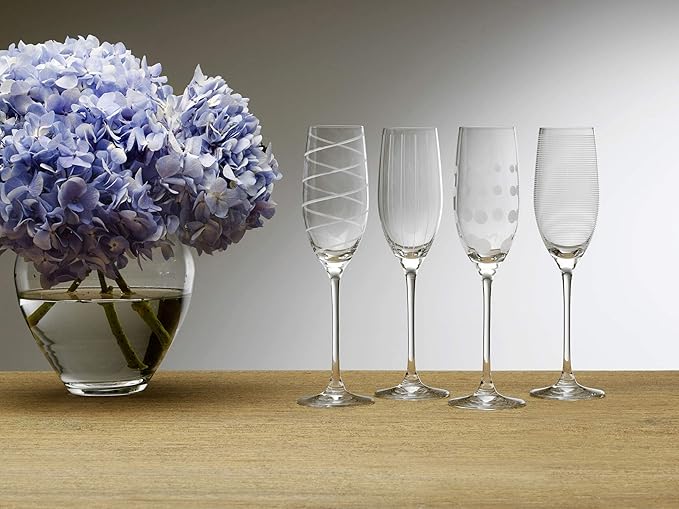 Mikasa Crystal Cheers Champagne Flutes, Set of 4, 8 fluid ounces