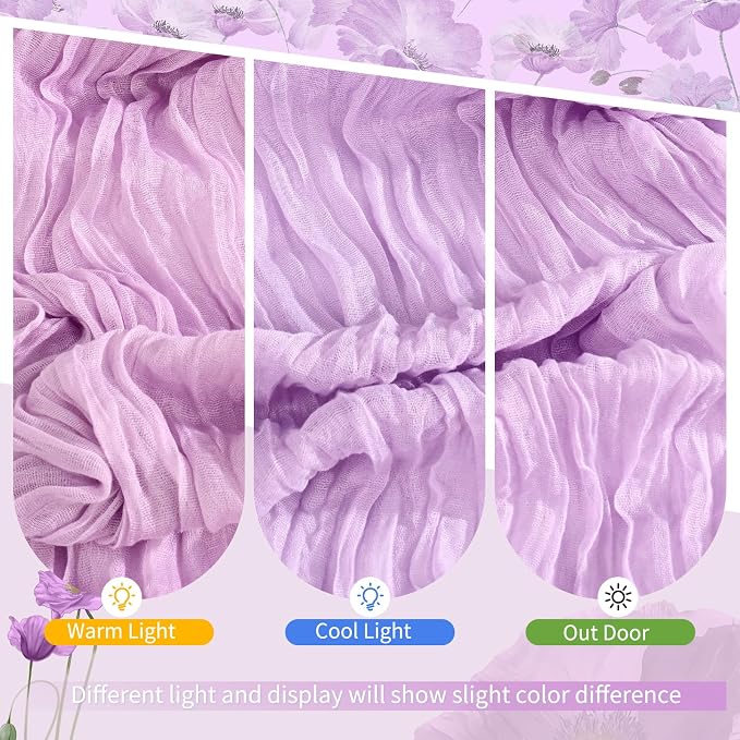 Showgeous 4 Pack Lilac Purple Cheesecloth Table Runner, 17 x 108 Inches | Boho - Image 7