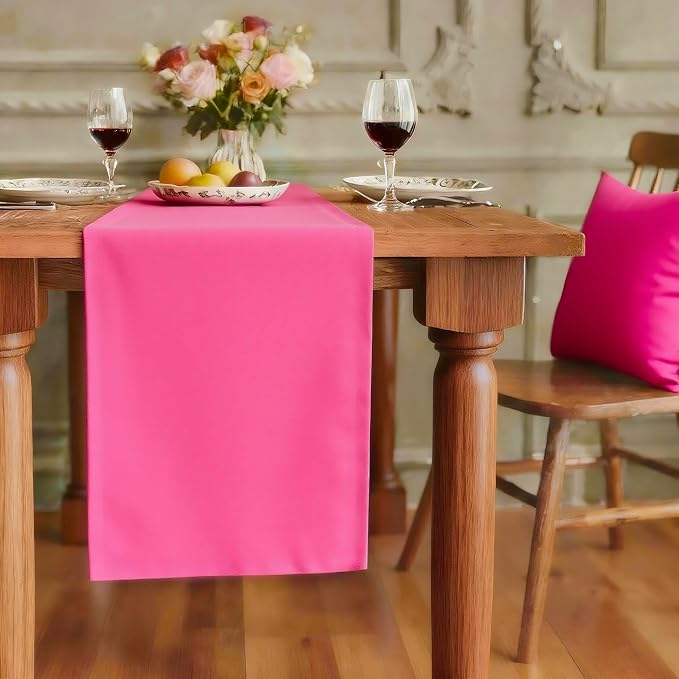 FOLINS&HOME Hot Pink Waterproof Decorative Table Runner 48 Inches Long | 210GSM by FOLINSHOME