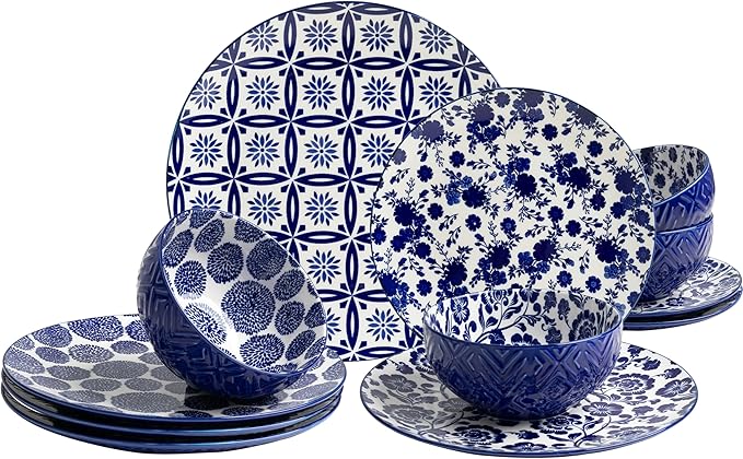 LEHAHA 12 Pieces Modern Porcelain Dinnerware Set，Service by LEHAHA