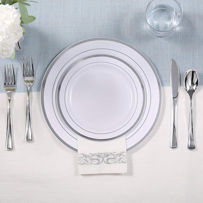 FOCUSLINE 175 Count Silver Dinnerware Set - Image 5