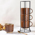 GBhome 12 OZ Stackable Coffee Mugs Set of 4, Ceramic Coffee Cups Set | Coffee by GBhome