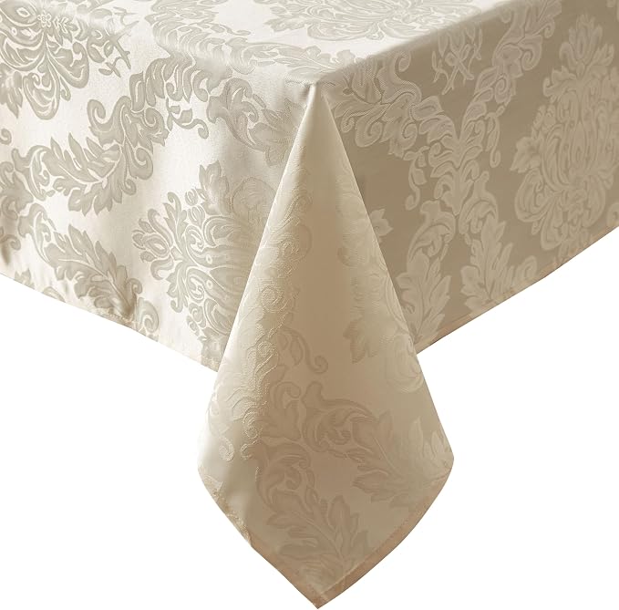 Newbridge Barcelona Luxury Damask Fabric Tablecloth, 52” Wide x 52” Square - Image 8