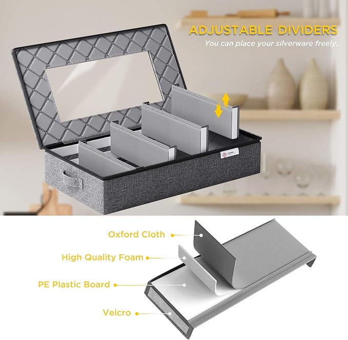 Silverware Storage Box, Hard Shell Flatware Organizer - Image 4