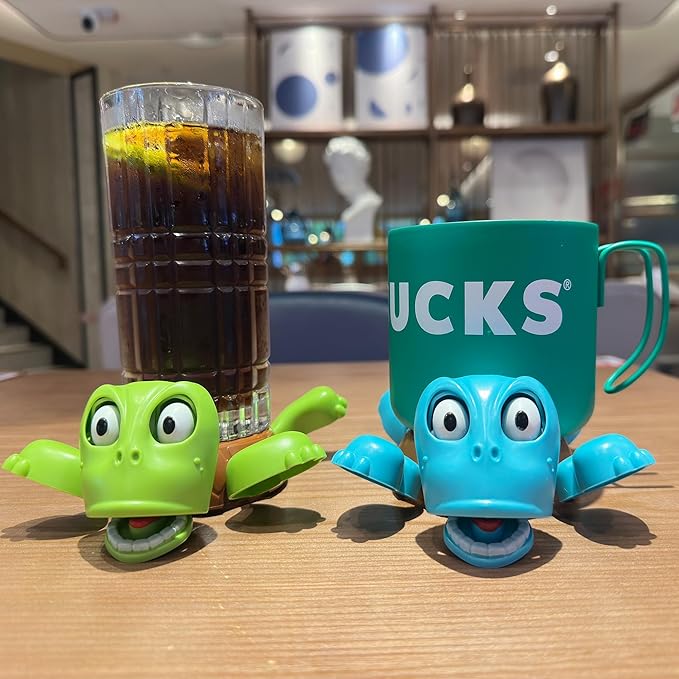 XYG® 2 PCs Turtle Coaster, 3D Printed Funny Tea Coasters with Funny Expression, Turtle Cup Holder, Insulated Drink Mat Wine Coffee Glasses Home Decor & Kitchen Accessories, Gag Gift for Tortoise Lover