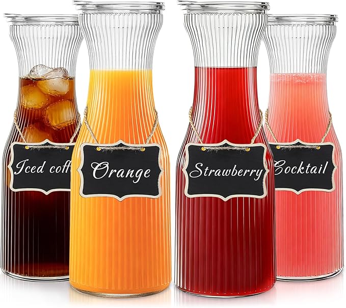 1 Liter Ribbed Glass Carafe by INSETLAN