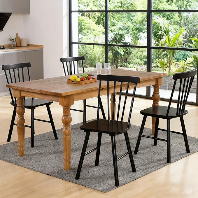 DUHOME Windsor Dining Chairs Set of 4,Farmhouse Style Spindle Back Wooden Kitchen Chairs for Home Kitchen, Dining Room,Living Room,Bistro