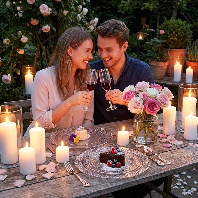 102PCS Rose Gold Plastic Plates - Clear Rose Gold Disposable Plates Include 51PCS 7.5inch Dessert Plate 51PCS 10.25inch Dinner Plate Perfect for Weddings Valentine's Day Parties