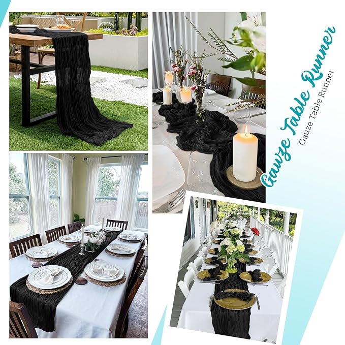 16 Pack Black Cheesecloth Table Runners 20x120 Inch Gauze Table Runner Cheese - Image 5