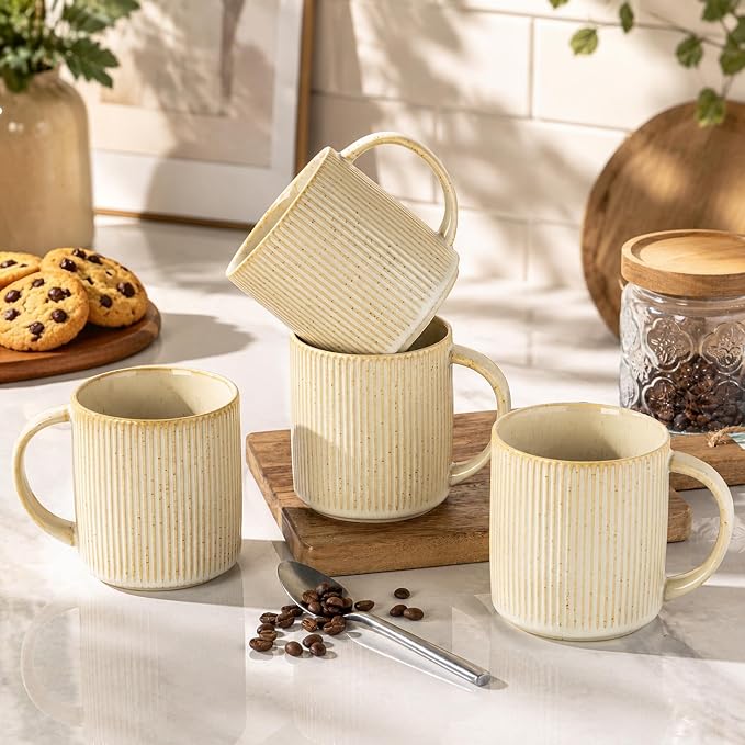 theterra Ceramic Coffee Mugs Set of 6, 14.2 oz Coffee Cups - Image 4