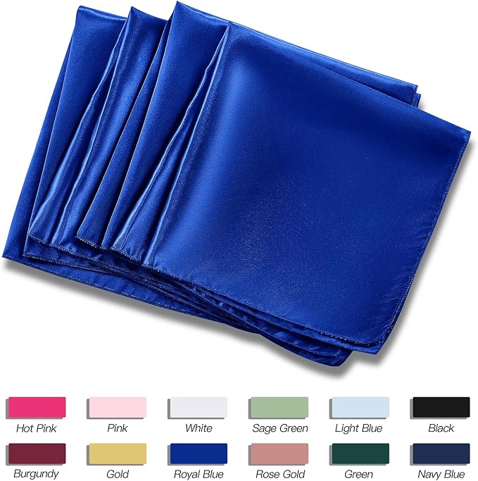 P Pothuiny 12 Pcs Royal Blue Satin Napkins 17 x 17 in, Satin Cloth Napkins | - Image 6
