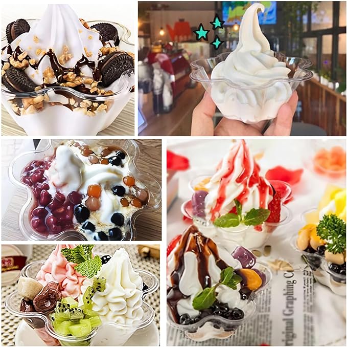 TOFLEN 8 oz Dessert Cups with Spoons, 50 Pack | Clear Plastic, Disposable - Image 5