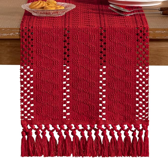 Boho Table Runner Summer Farmhouse Rustic Dining Dresser Scarf Home Decor | - Image 3