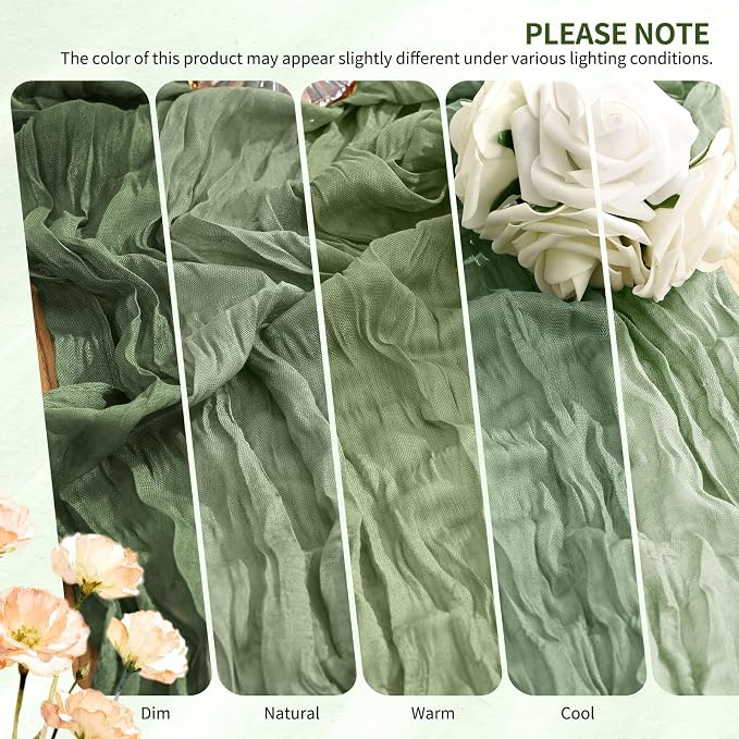4 Pack Cheesecloth Table Runner 10FT Sage Green Table Runner Boho Gauze Cheese - Image 7