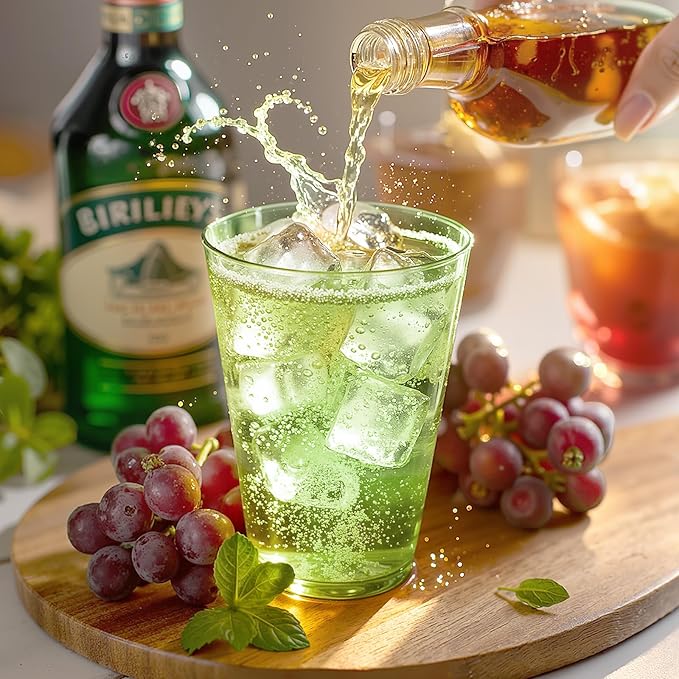 Glowserve 50 Pack 12 oz Green Disposable Plastic Cups Cocktail Glasses | Cold - Image 3