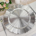 Efavormart 6 Pack | 13" Metallic Silver Sunray Acrylic Plastic Serving Plates by efavormart