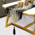 Luxury Black and Gold Table Runner 120 Inches Long, Modern Abstract Striped | by Fullony