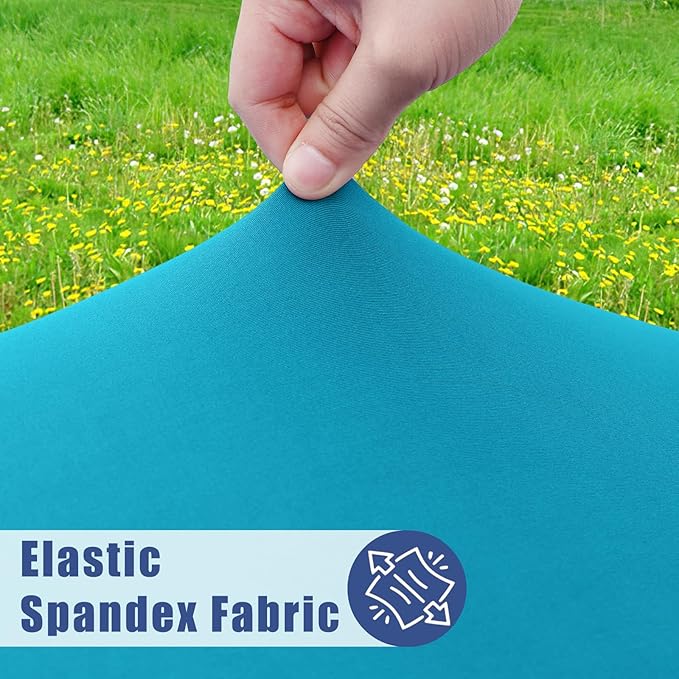 Round Spandex Tablecloth, Elastic Fitted Waterproof Tablecloths for 36"-44" Tables, Stretch Washable Picnic Table Cover for Camping, Dining, Indoor and Outdoor, Turquoise