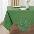 Rectangle Tablecloth Waterproof 60x84 inch Linen Textured Table Cloth Stain and Wrinkle Resistant Washable, Decorative Fabric Table Cover for Dining, Party and Camping, Green