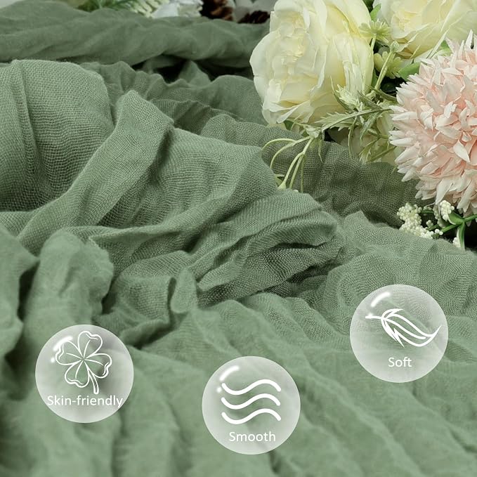 12 Pack Sage Green Cheesecloth Table Runner 17 x 108 Inch | Boho Gauze Cheese - Image 5