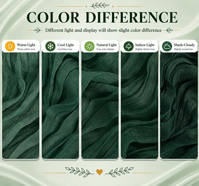 12 Pack Emerald Green Cheesecloth Table Runner 17x108 Inch Boho Rustic Semi - Image 6