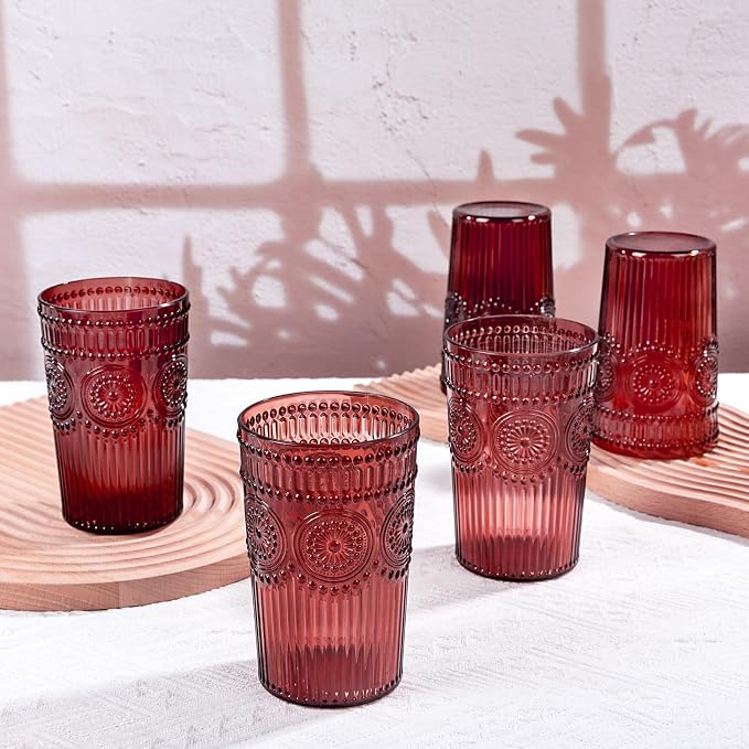 Ciaell 12 Pack Burgundy Plastic Water Glasses - Image 4