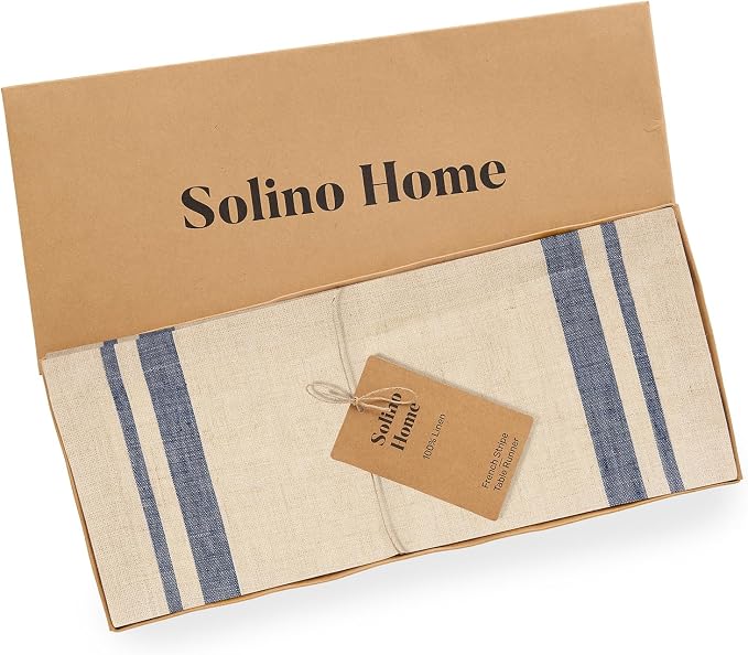 Solino Home 100% Linen Table Runner, 14 x 72 in, mitered corners | Pure Linen | - Image 5