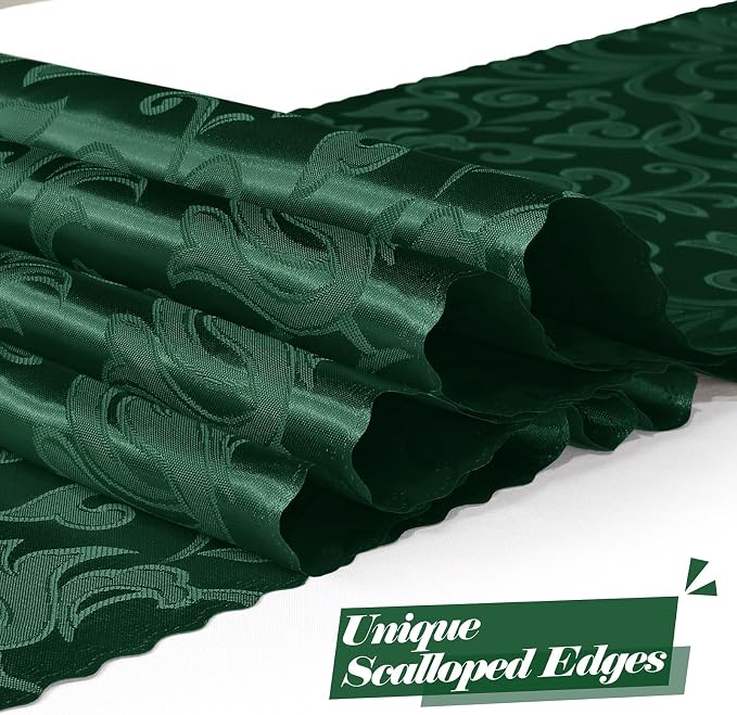 MILVOWOC Emerald Green Satin Table Runner, 12 Pack, 12 x 72 Inch | Jacquard - Image 3