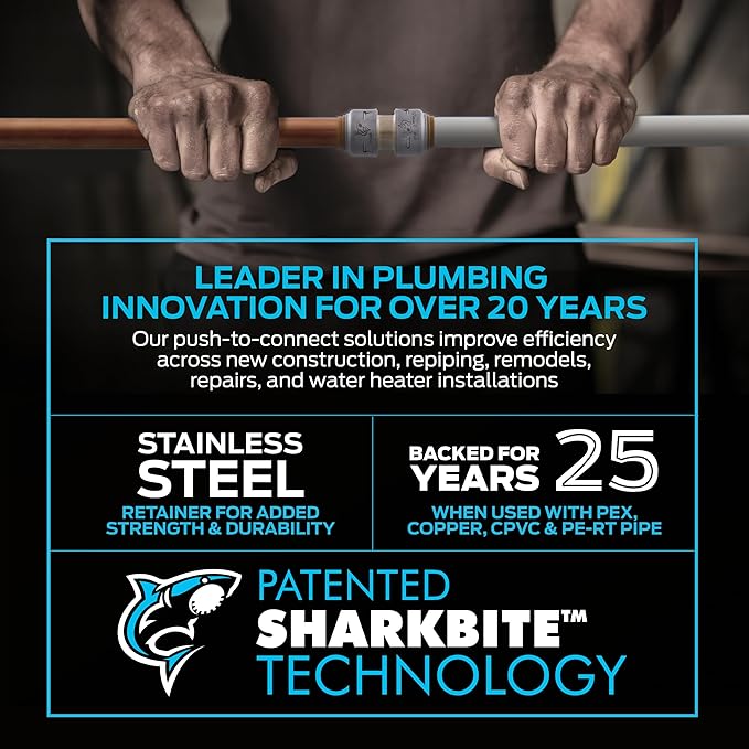 SharkBite Max 1/2 x 3/8 Inch Compression Angle Stop Valve, Quarter Turn, Push to Connect Brass Plumbing Fitting, PEX Pipe, Copper, CPVC, PE-RT, HDPE, UR23036