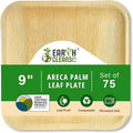 Compostable Palm Leaf Plates 9 Inch Square (75 Pack) | Disposable Biodegradable Plates Like Bamboo & Wooden | Microwave & Oven Safe | Eco-Friendly