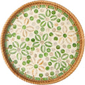 Round Rattan Tray with Mother of Pearl Inlay, Decorative Wicker Serving Tray by Unknown