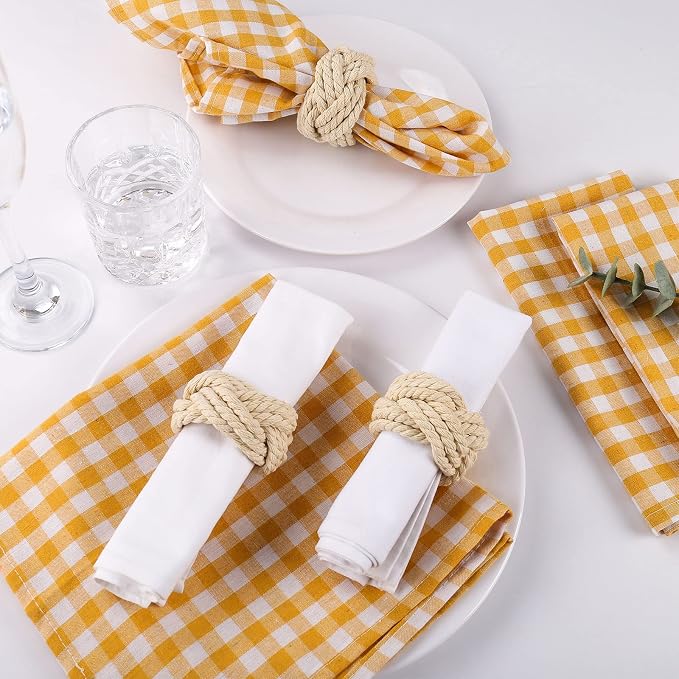 Cotton Jute Napkin Rings Handmade Braided Burlap Napkin Ring, Natural Woven - Image 4