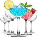 Coupe Glasses Set of 6, Diamond Style Classic Crystal Glass Martini Glasses, Clear Hand Blown Cocktail Glasses for Drink, Martini, Espresso Martini, Home Bar