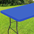 Smiry Rectangle Tablecloth, Elastic Fitted Flannel Backed Vinyl Tablecloths for 8ft Folding Tables, Waterproof Wipeable Table Covers for Indoor, Outdoor, Picnic and Camping (Blue, 36"x96")