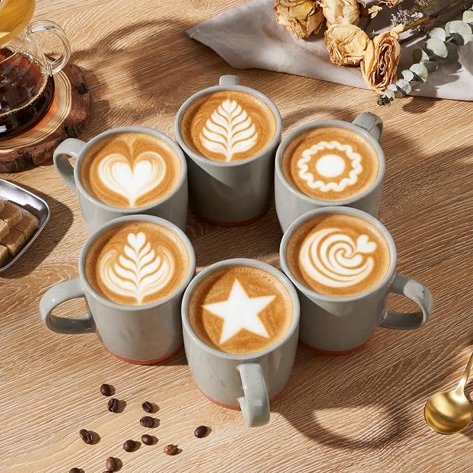 E-far Ceramic Coffee Mug Set of 6, 12oz Stoneware Coffee Cup - Image 4