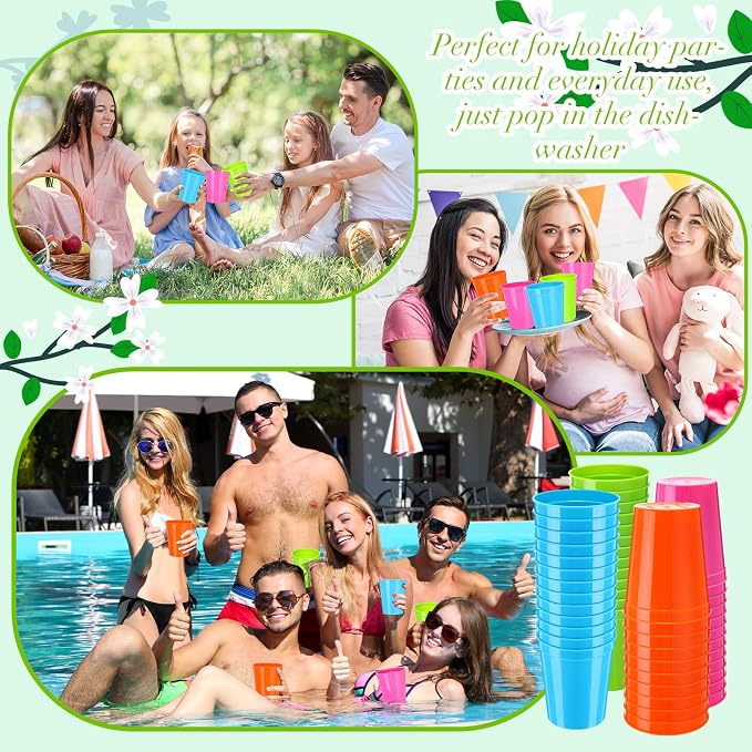 Yungyan 200 Pack 16 oz Stadium Cups Reusable Plastic Cups Blank Drink Stadium - Image 5