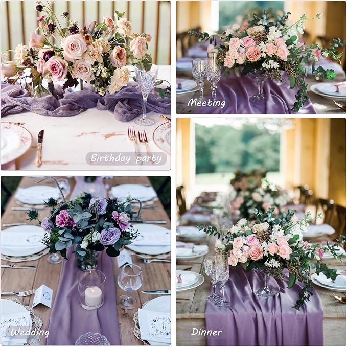 Fivenl 12 Pack Grape Cheesecloth Boho Gauze Table Runner 35x72 Inch Rustic - Image 6