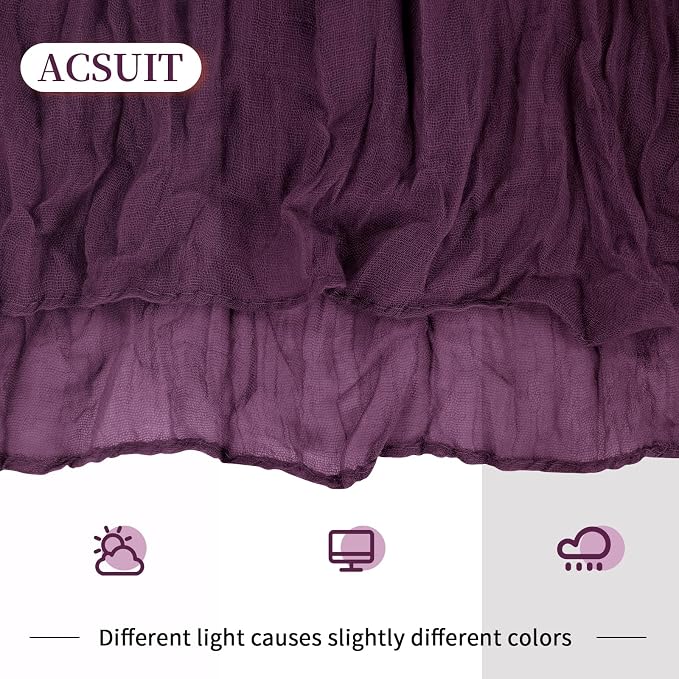 4 Pack Dark Purple Cheesecloth Table Runner 20 x 120 inch Gauze Table Runners - Image 6