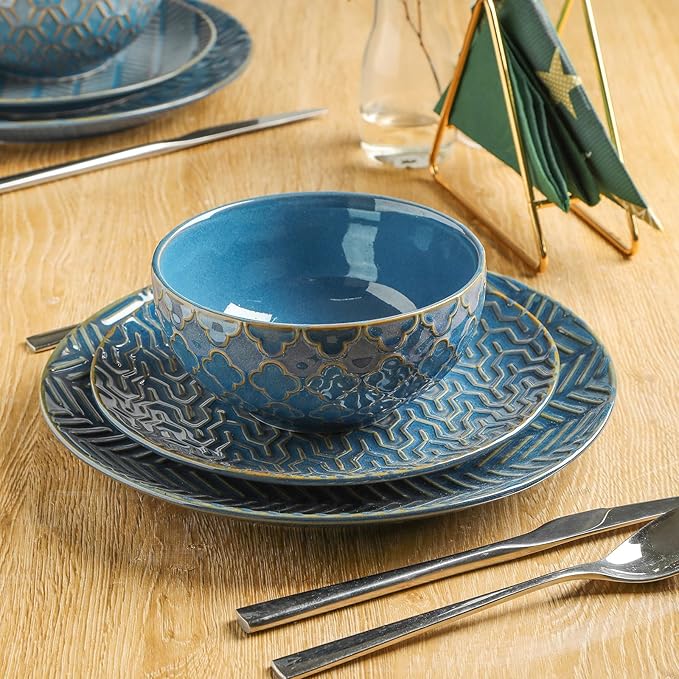 Sureasy Ceramic Cereal Bowls Set of 4-25 oz Blue Soup Bowls for Kitchen, Perfect for Soup, Pasta, and Salad, Microwave & Dishwasher Safe