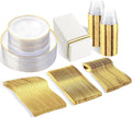 SUT 350Pcs Plastic Dinnerware Set for 50 Guests, Clear and Gold Plastic Plates, Disposable Plates and Napkins Party Supplies, Gold Silverware, Plates, Cups and Napkins Sets for Party Weddings
