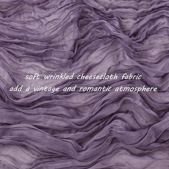 Fivenl 12 Pack Grape Cheesecloth Boho Gauze Table Runner 35x72 Inch Rustic - Image 3