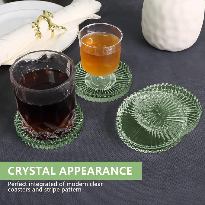 VIBRATITE 4 Inch Glass Coasters Set of 4, Crystal-Like Appearance - Image 4