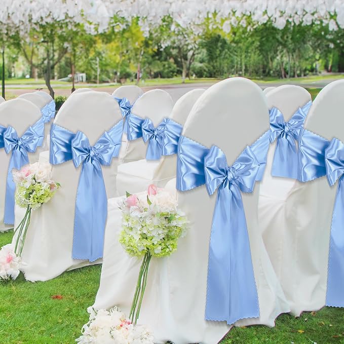 VACVELT Light Blue Satin Table Runners, 12x72 Inch, 6 Pack, Scalloped Edge | - Image 4