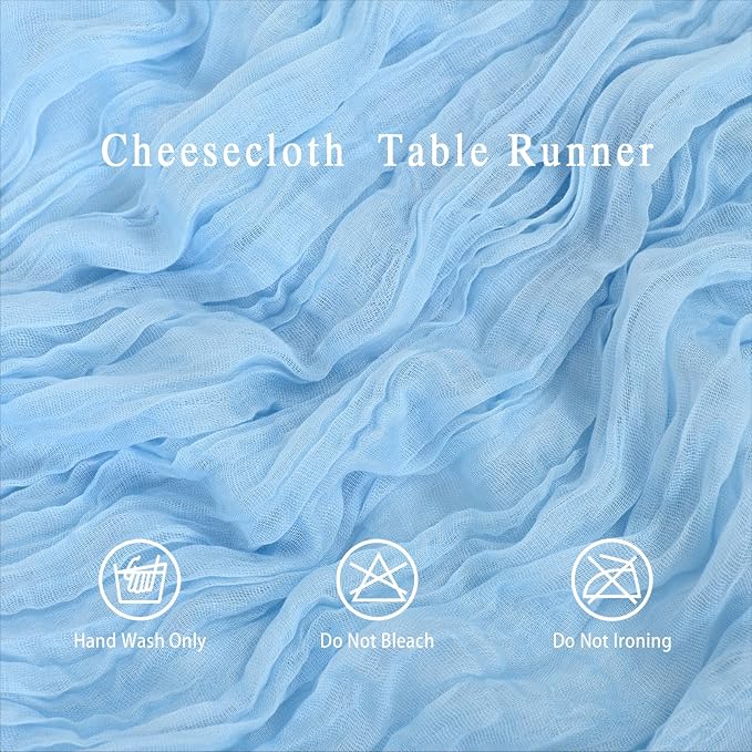 8 Pack LightBlue Cheesecloth Table Runner 17x108 inch Boho Gauze Cheese Cloth - Image 4