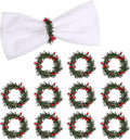 Christmas Napkin Rings Set of 12, Pine Needles Wreath by wonlex