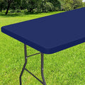 Smiry Rectangle Tablecloth, Elastic Fitted Flannel Backed Vinyl Tablecloths for 4ft Folding Tables, Waterproof Wipeable Table Covers for Indoor, Outdoor, Picnic and Camping (Navy, 30"x48")