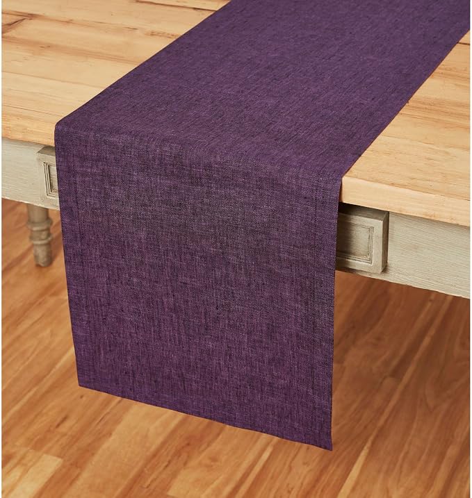 Solino Home 100% Pure Linen Table Runner Grape Long, Athena 14 x 120 in | Table by SolinoHome