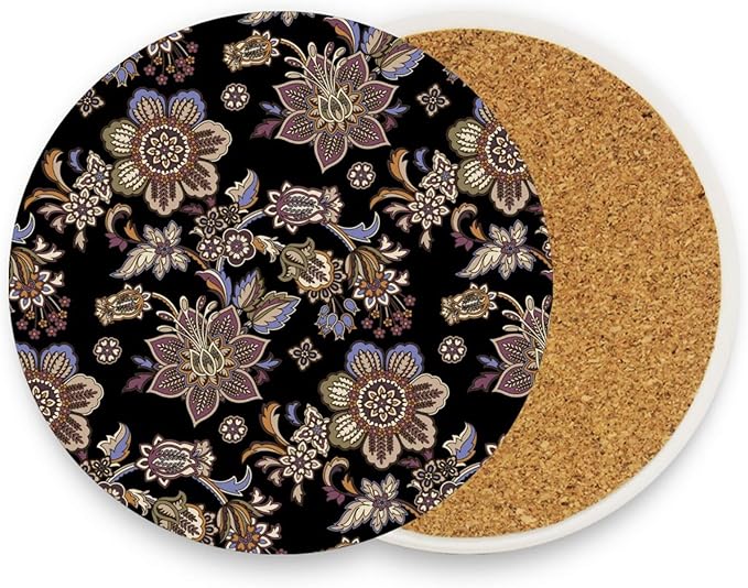 Coasters for Drinks Coaster Drink Set Decorative Coffee Table Desk Cup Mat Spring Cute Cork Bar Backing Round Home Decor Mandala Black12