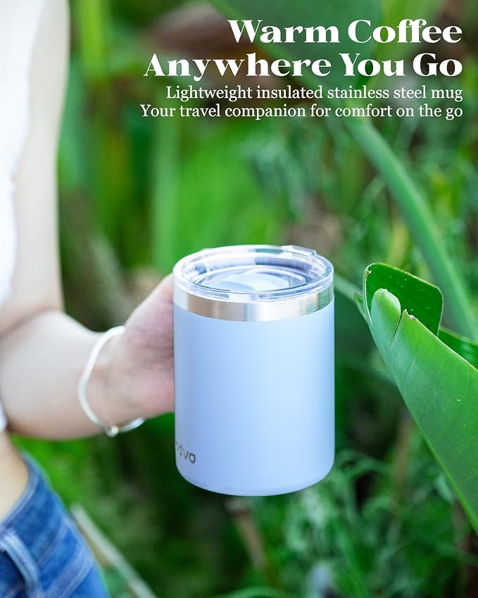 12oz Insulated Coffee Mug with Lid – Includes Two Lids, Stainless Steel Coffee - Image 9